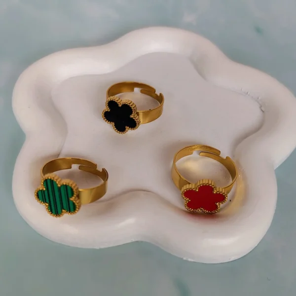 Anillos De Trébol en Acero Inoxidable Ajustable