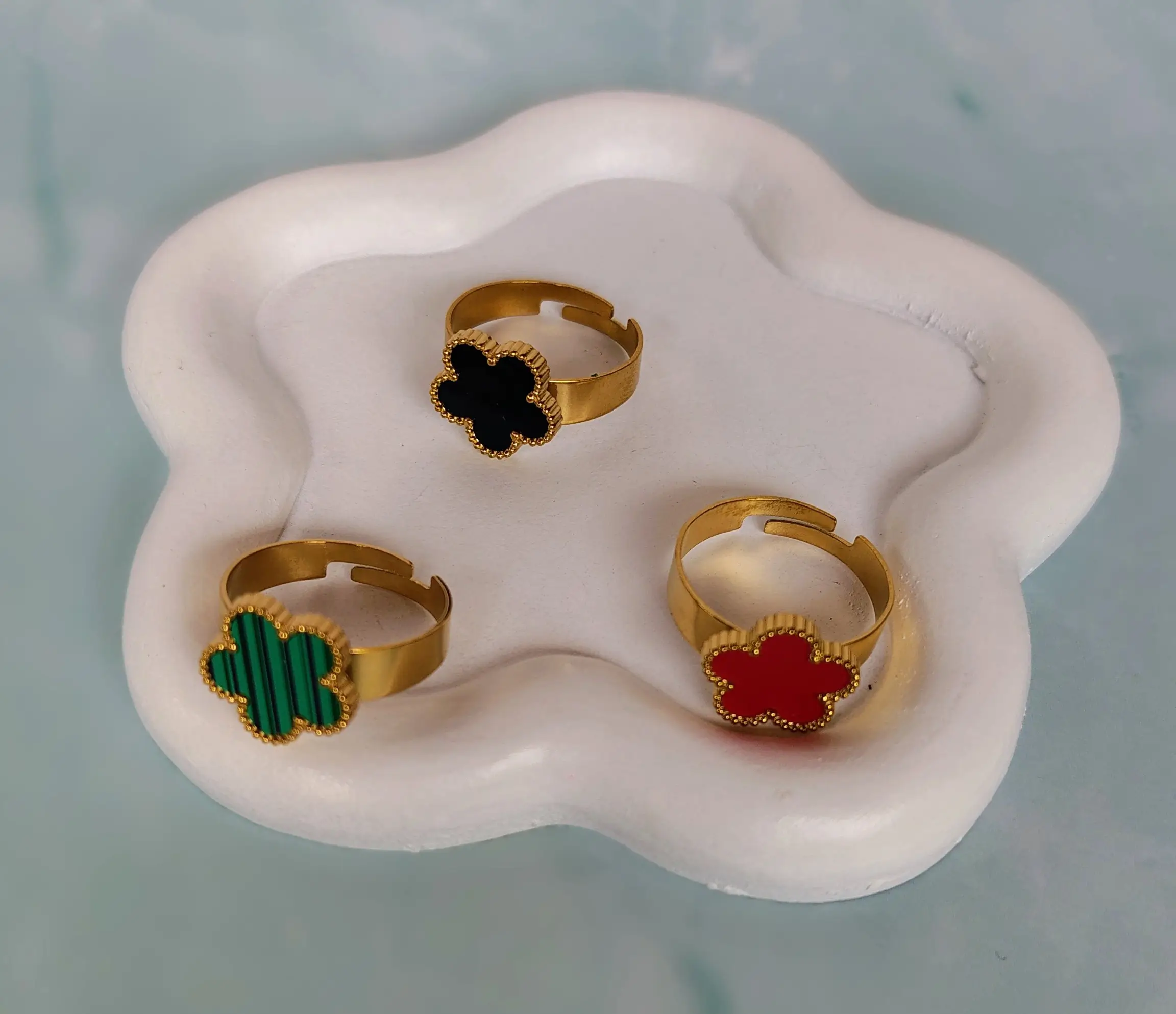 Anillos De Trébol en Acero Inoxidable Ajustable