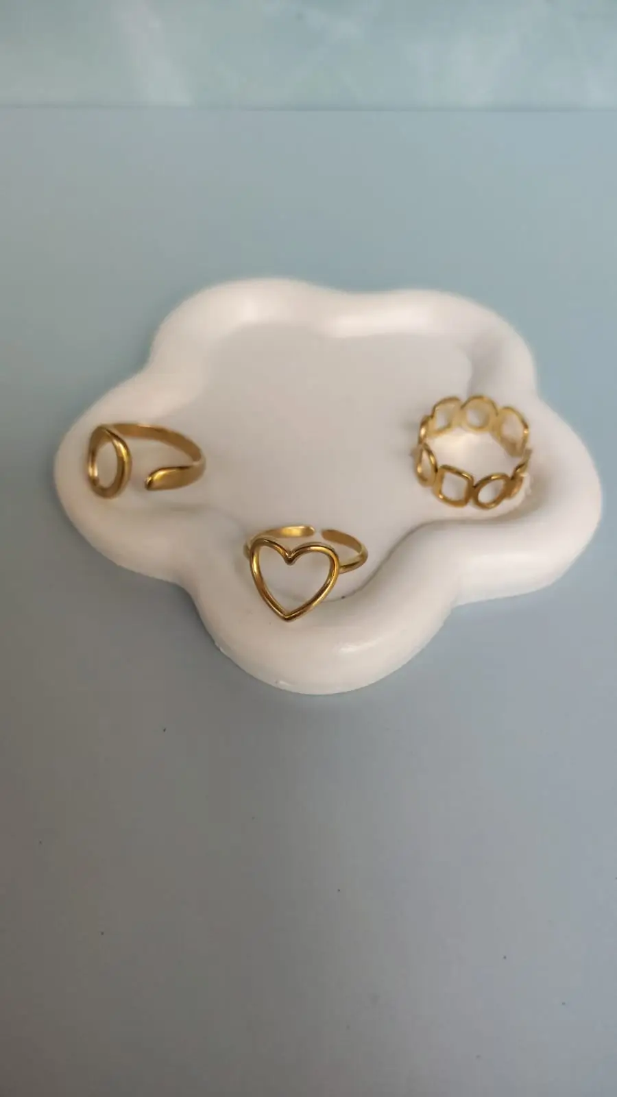 Anillos Geométricos Dorados Ajustables En Acero Inoxidable