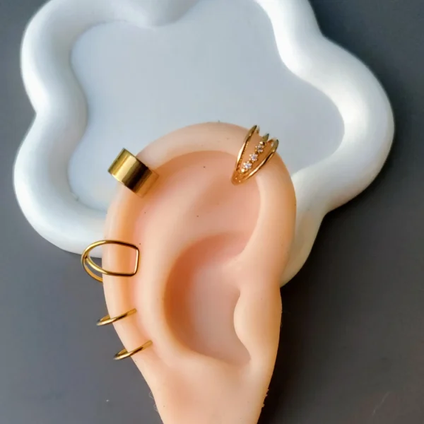 Kit Earcuff Dorado X4 sin Perforaciones