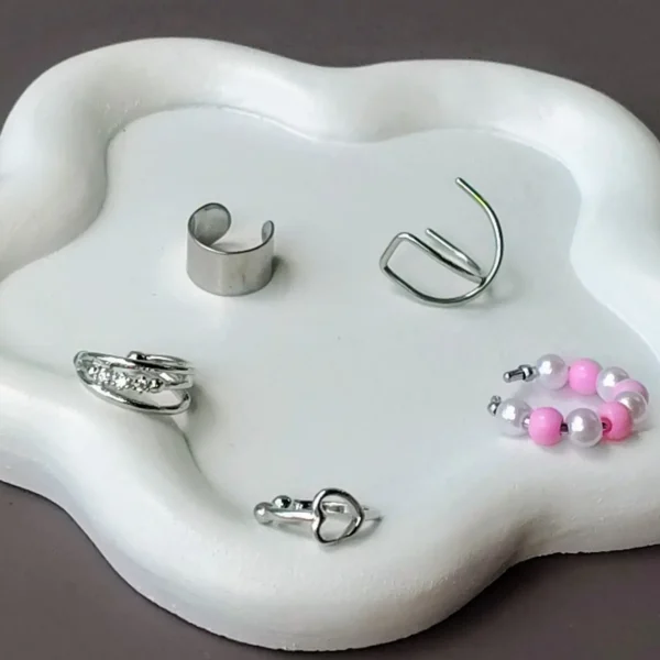 Earcuf Plateado X5 Sin Perforar Acero Inoxidable Circonio