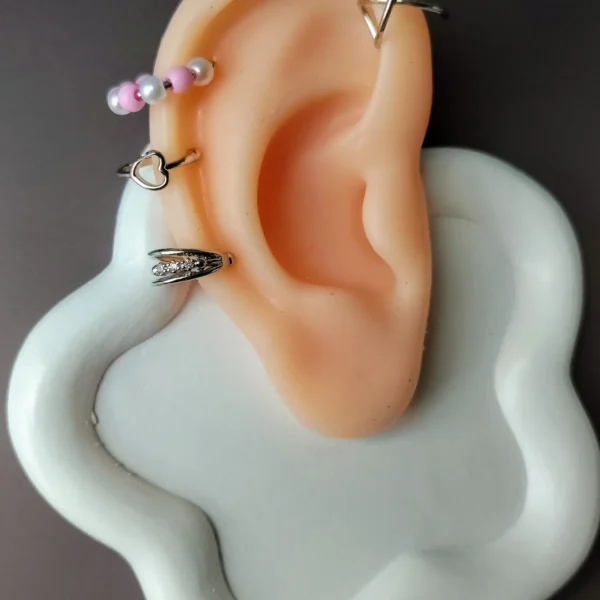 Earcuf Plateado X5 Sin Perforar Acero Inoxidable Circonio - Image 2