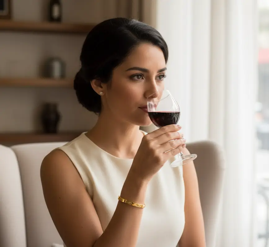 Brazalete Urbe Dorado con Circón Acero Titanio