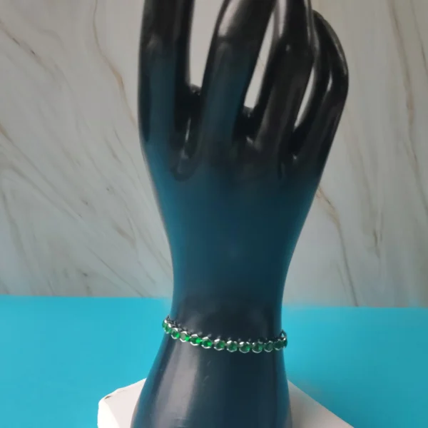 Pulsera Ámbar Brillante con Circón Verde en Acero Inoxidable y Rodio - Image 2
