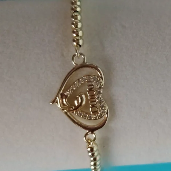 Pulsera Dorada Corazón Mamá con Circón en Acero Inoxidable - Image 2