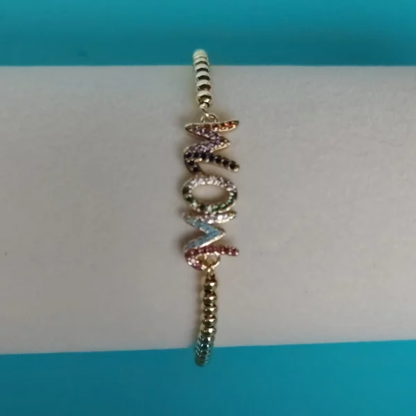 Pulsera Dorada Mamá con Circón en Acero Inoxidable - Image 2
