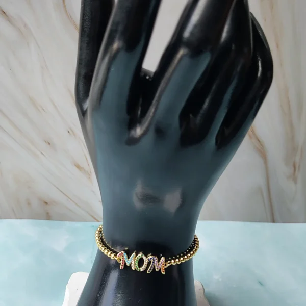 Pulsera Dorada Mamá con Circón en Acero Inoxidable - Image 3