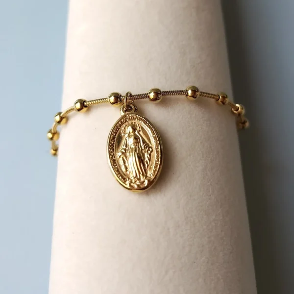 Pulsera Dorada Virgen Acero Inoxidable - Image 3
