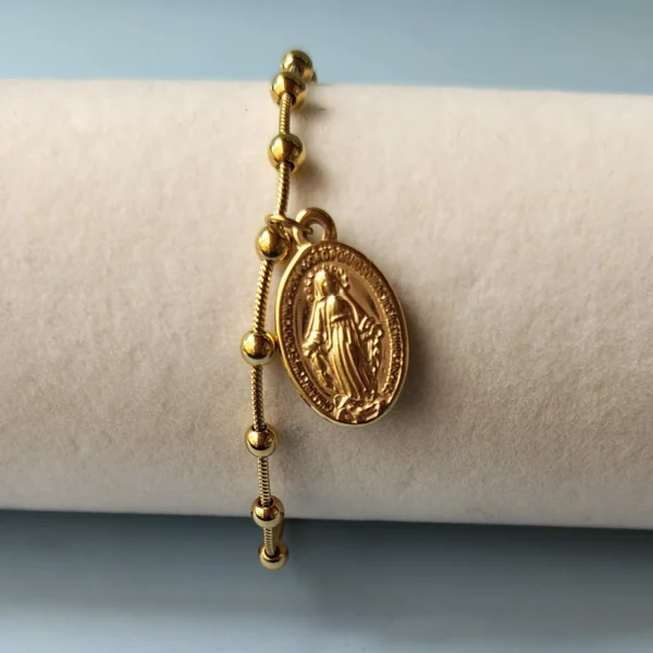 Pulsera Dorada Virgen Acero Inoxidable - Image 2