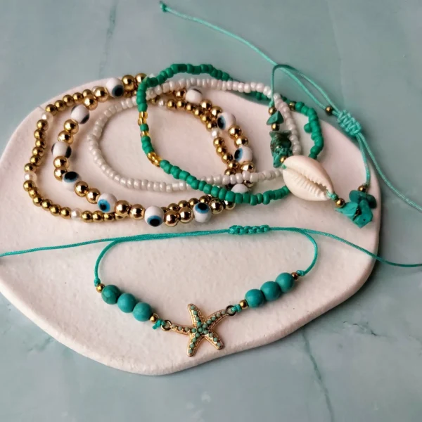 Pulsera Turquesa Estrella de Mar Aleación
