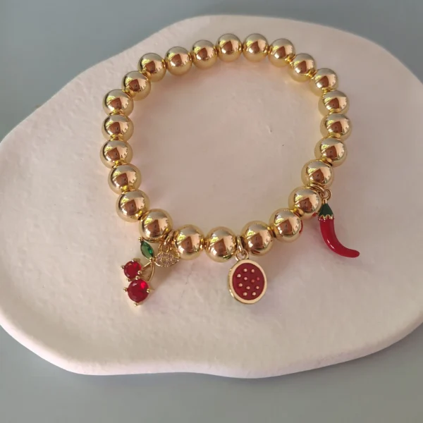 Pulsera de Perla Sandia en Acero Inoxidable