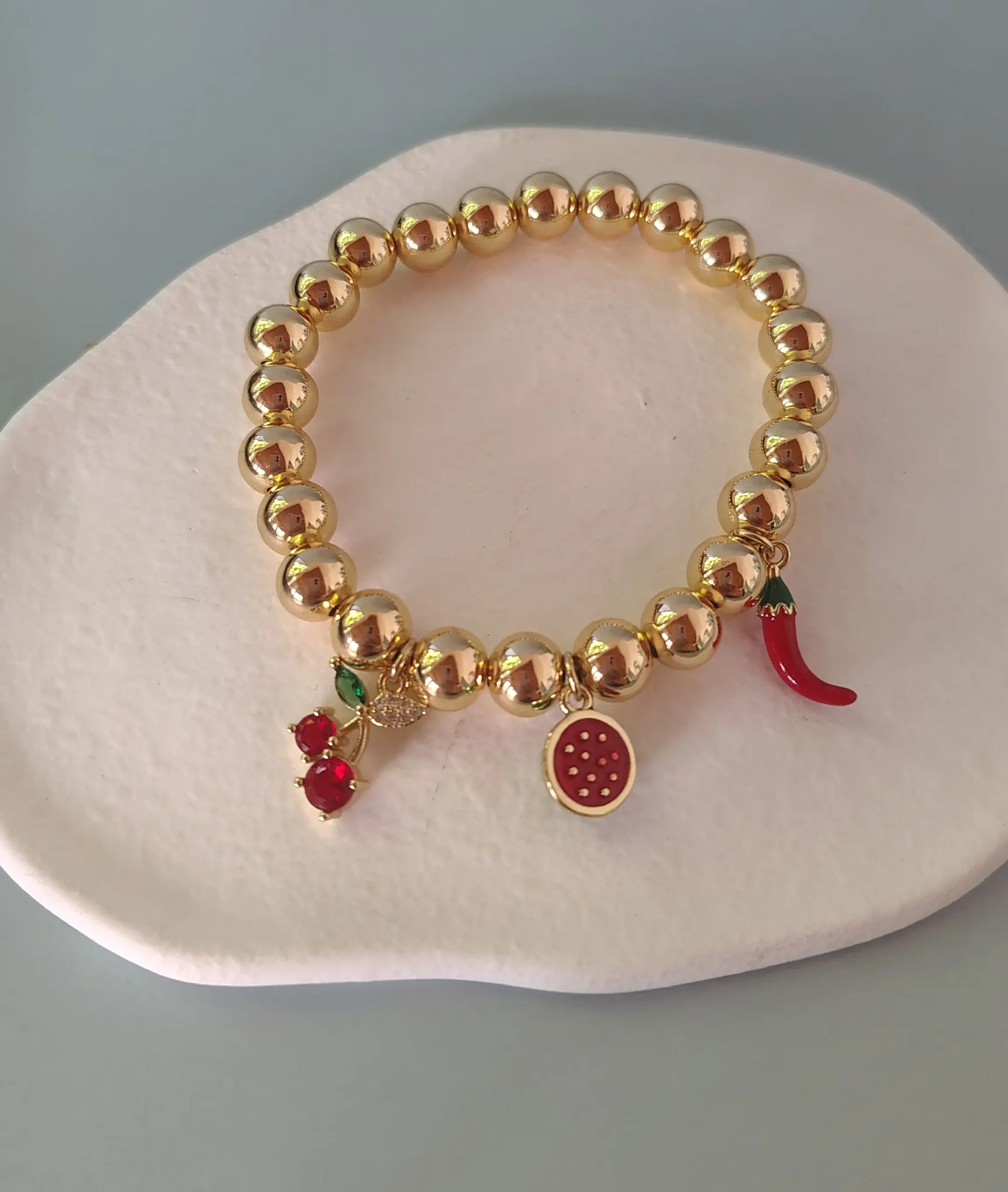 Pulsera de Perla Sandia en Acero Inoxidable