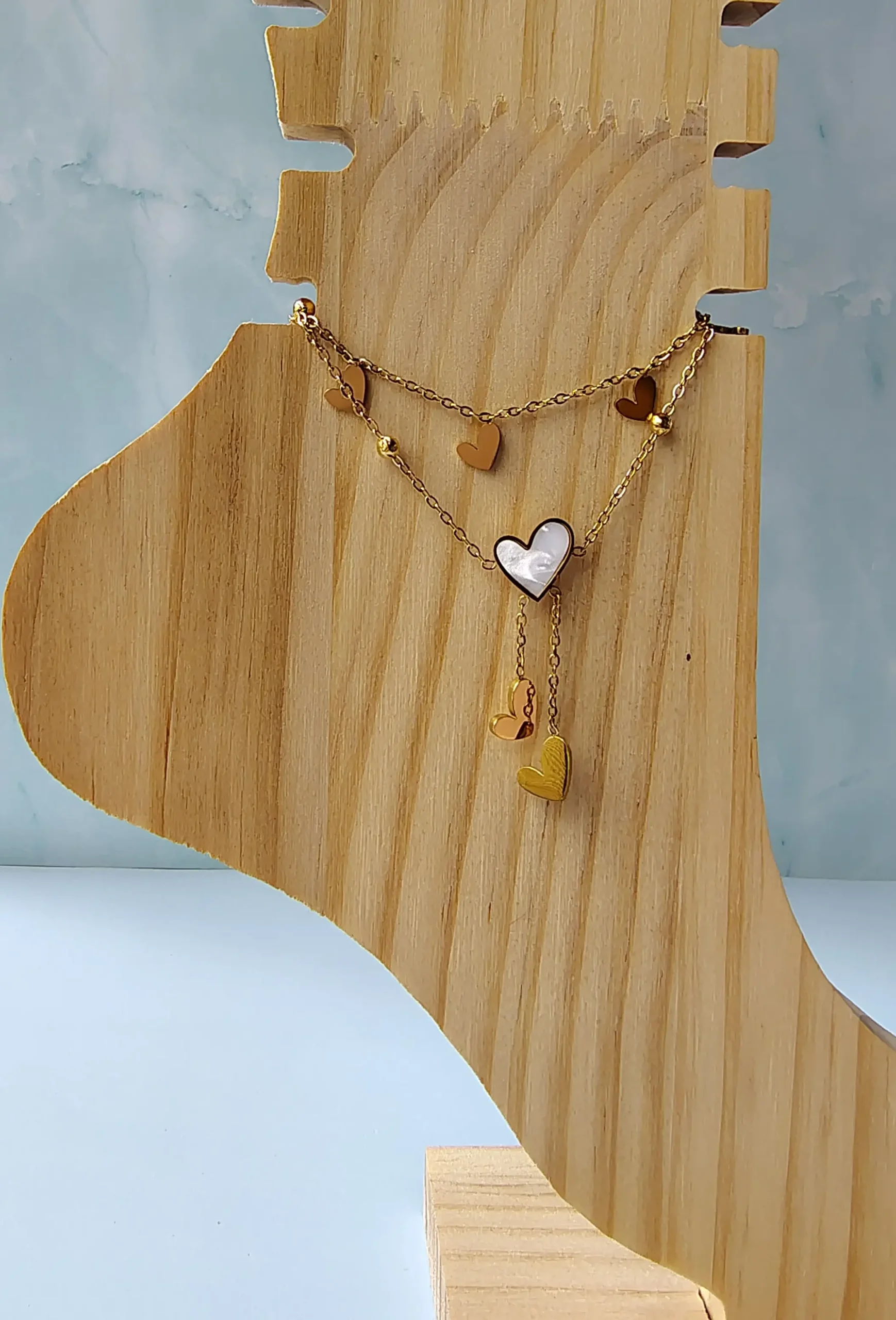 Tobillera Dorada Corazón Acero Inoxidable
