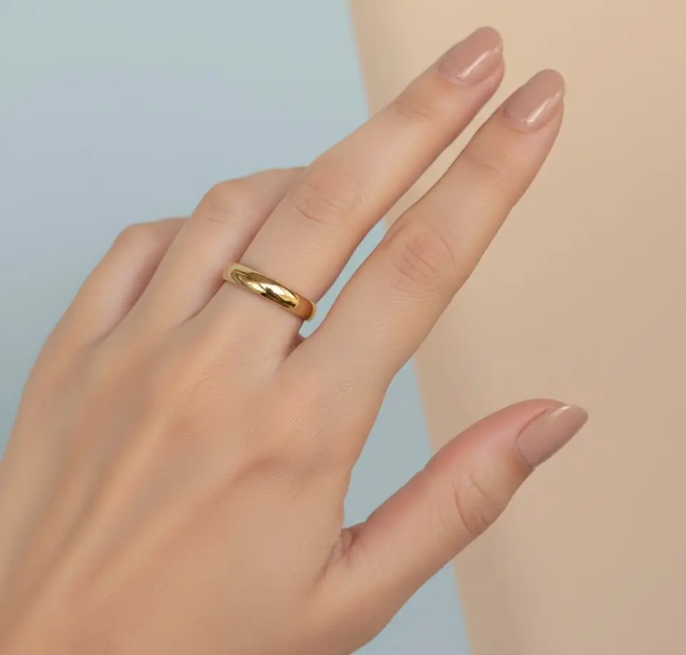 Anillo Dorado Iris en Acero Inoxidable Talla 6