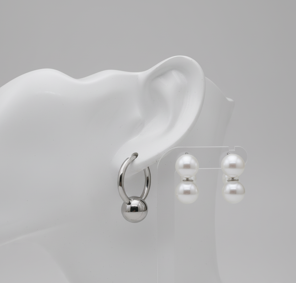 Candongas Plateadas y Doradas 2 Pares de Aretes Minimalistas Y2K