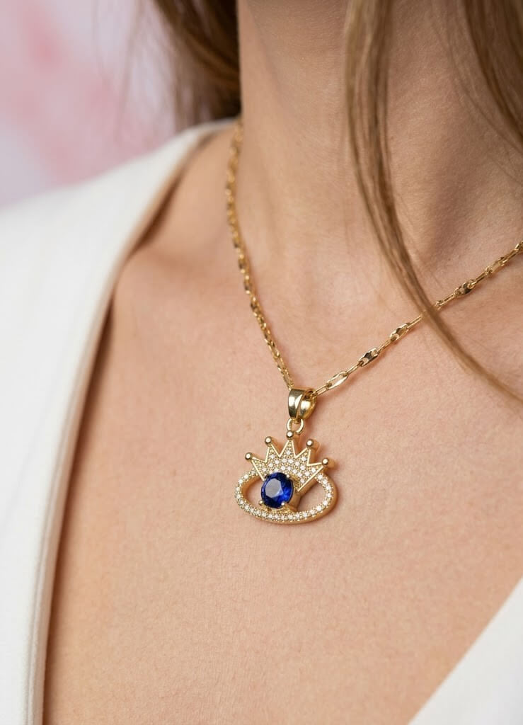 Cadena Ojo  turco dorada en Acero Inoxidable