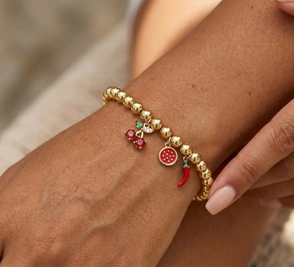 Pulsera de Perla Sandia en Acero Inoxidable