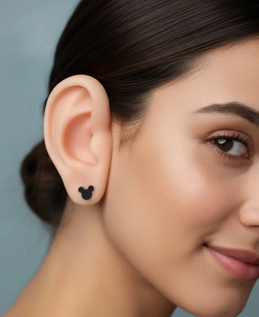 Topo Mickey Negro en Acero Inoxidable