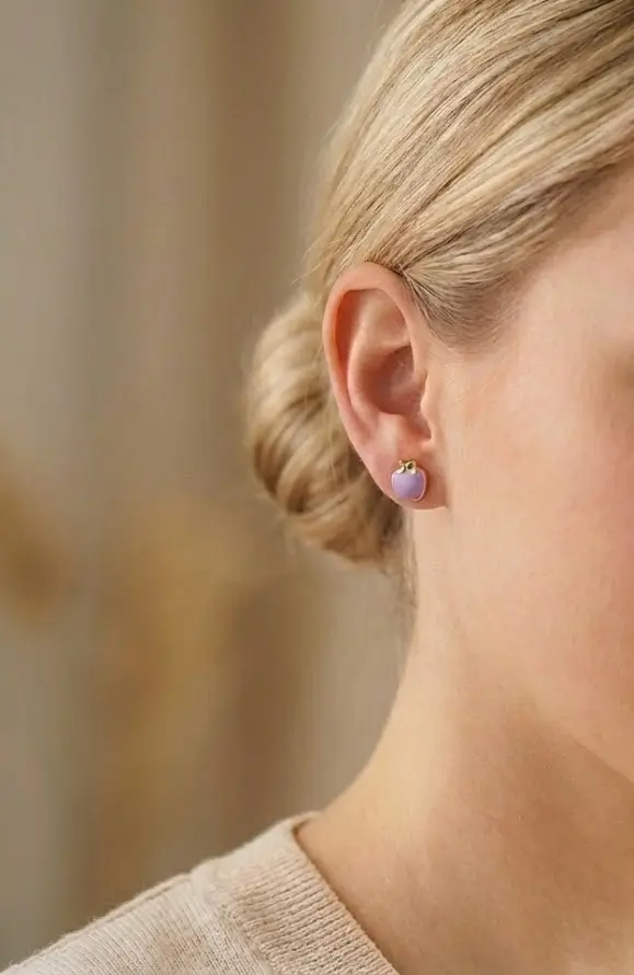 Topo Dorado con Manzana Lila en Acero Inoxidable