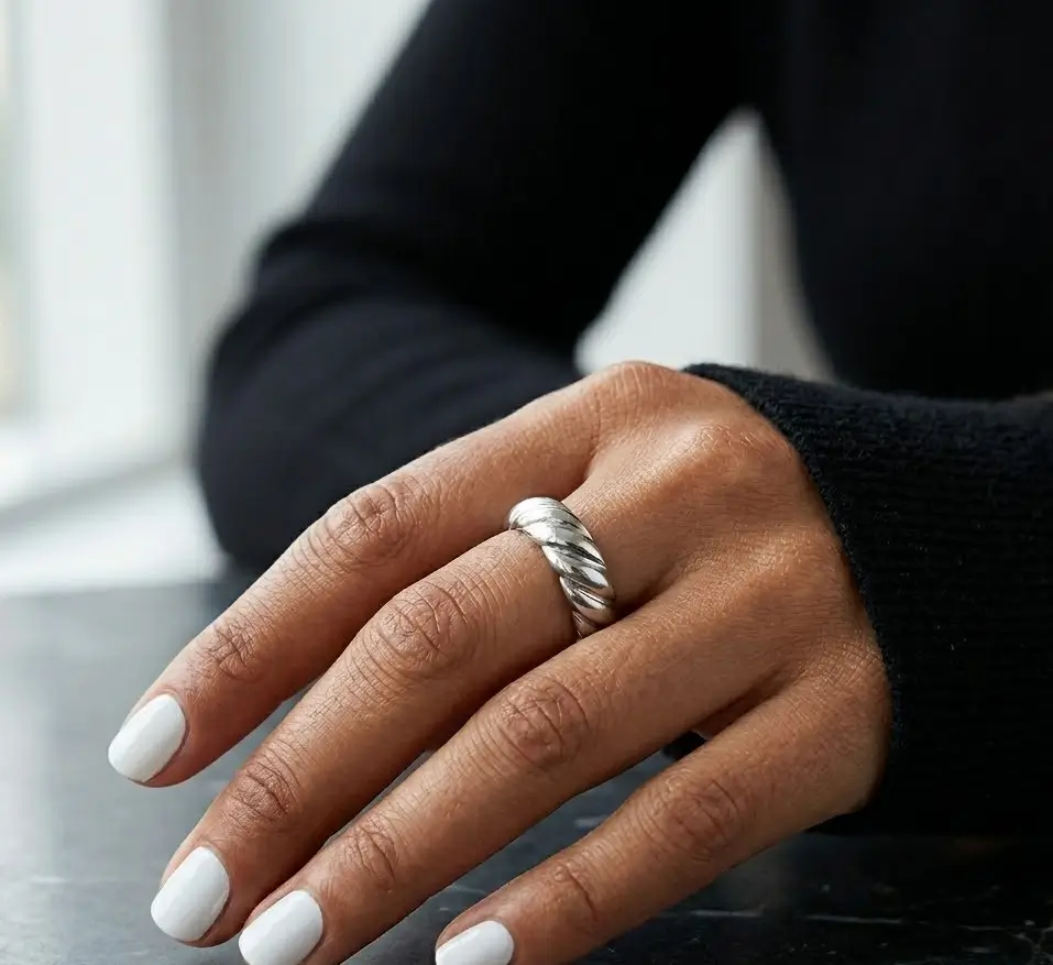 Anillo Espiral Plateado