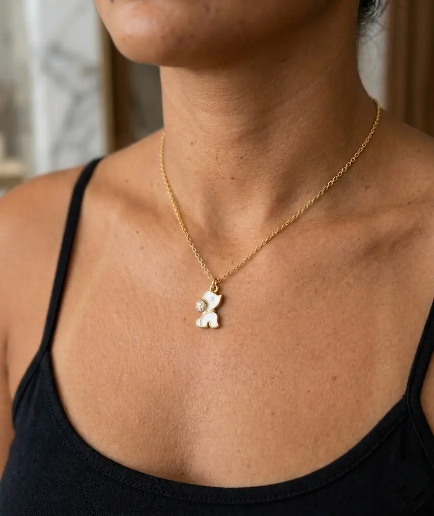 Cadena perro  Blanco con circón