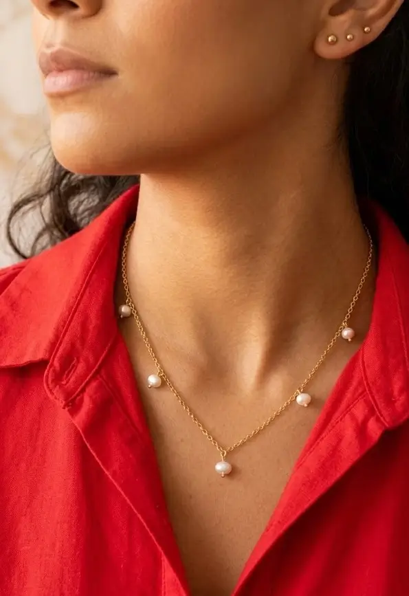 CADENA PERLAS DORADA